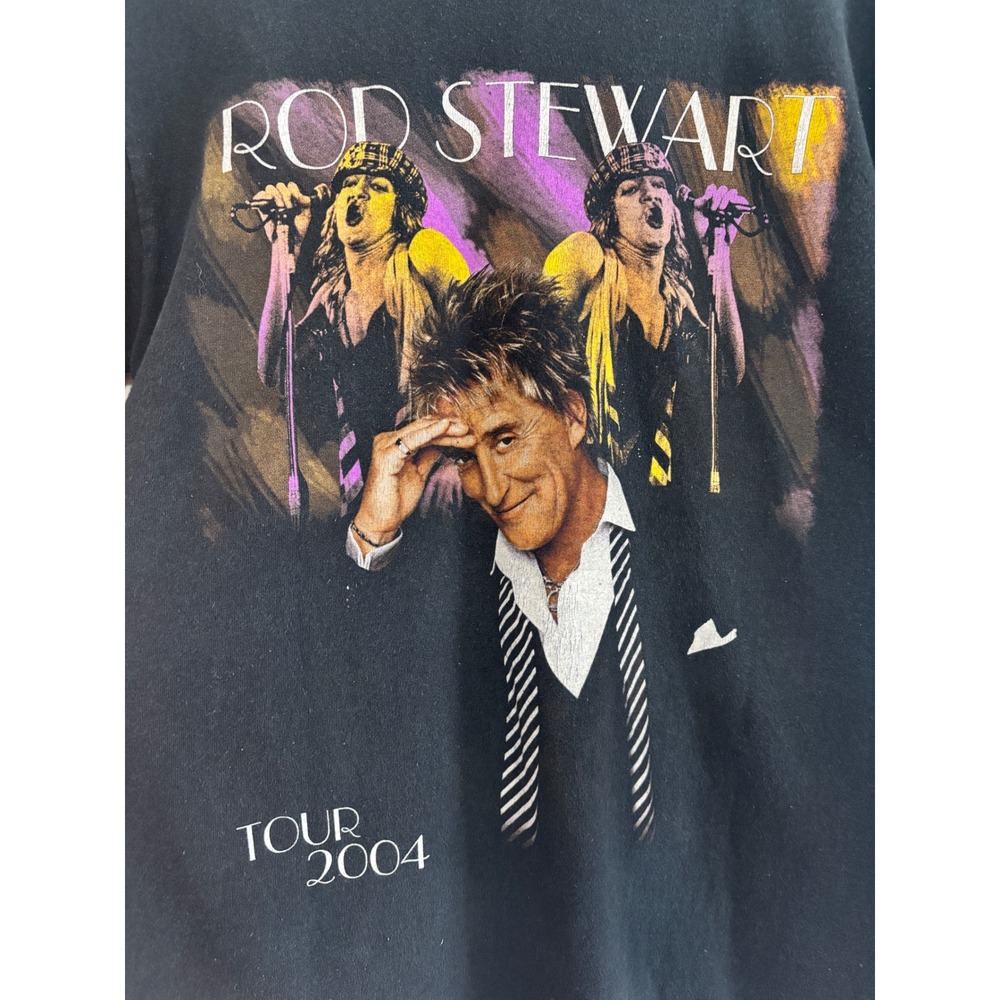 Rod Stewart Tour 2004 Tour T-Shirt Mens Black Maggie May Songbook Concert M